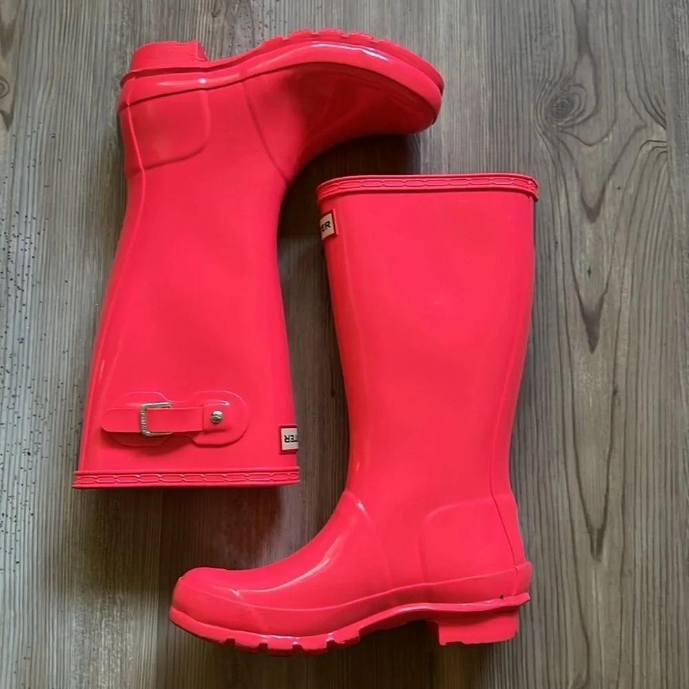 Hunter The Original Kids Gloss Wellington Rain Boot Pink Youth Kids